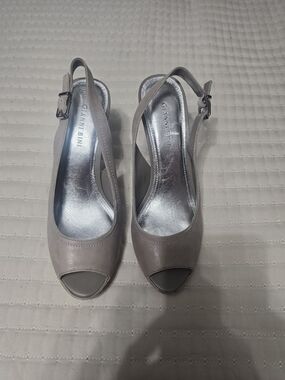 Gianni Bini Taupe Peep-Toe Slingback Heels